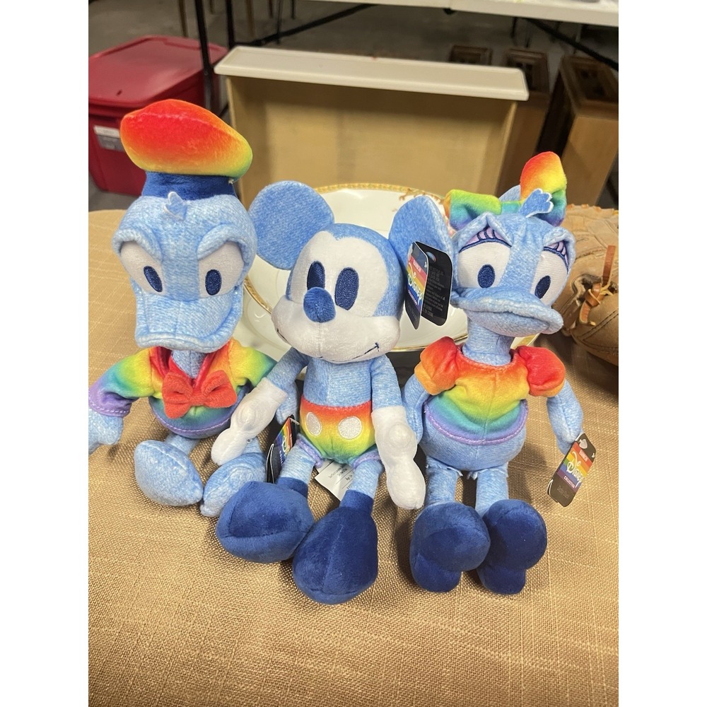 Disney Rainbow Collection Mickey Donald Daisy Duck Plush 7-10in Set 3 NEW